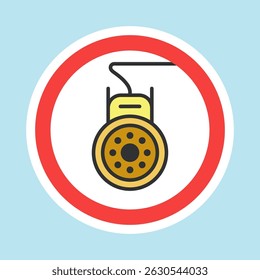 Video surveillance label, CCTV camera sticker made flat color style, vector illustration