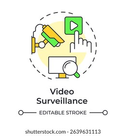 Video surveillance multi color concept icon. Component of physical security system. Monitoring in real time. Round shape line illustration. Abstract idea. Graphic design. Easy to use in booklet