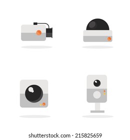 Video surveillance security cameras set vector illustration