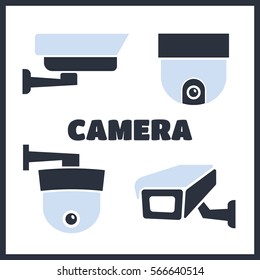 Video surveillance security cameras vector icons set