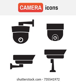 Video surveillance security cameras vector icons set