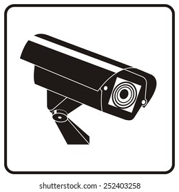 Video surveillance sign. CCTV Camera. 