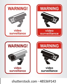Video surveillance sign. CCTV Camera. Set of signs.