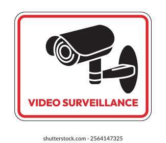 Video Surveillance Sign, Essential for Security and Privacy Awareness, High-Quality Vector Stock Image