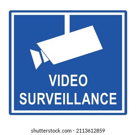 video surveillance sign on a white background