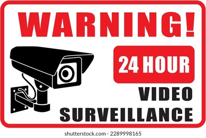 Signo de vigilancia de vídeo Svg, CCTV Warning Svg, Security Camera Svg, Vigilancia las 24 horas