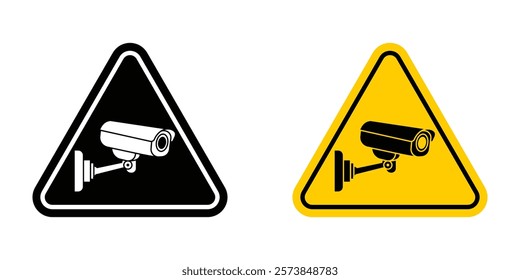 Video surveillance sign vector in filled and 3 stroke weights