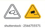 Video surveillance signs in black outline, solid and colored style