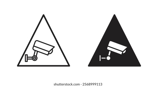 Video surveillance signs set vector graphics designs