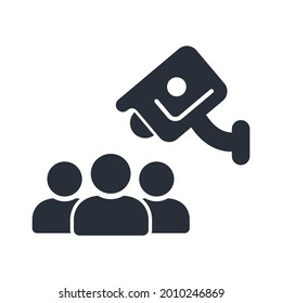 Video Surveillance In The Street And Public Places. Vector Icon Isolated On White Background.