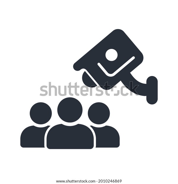 Video surveillance in the street and\
public places. Vector icon isolated on white\
background.