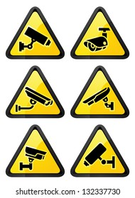 video surveillance symbol, triangular shape, set button