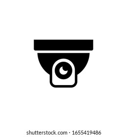 Icono de vector de vigilancia de vídeo en diseño plano sólido negro aislado en fondo blanco