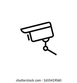 Video surveillance vector icon in linear, outline icon isolated on white background
