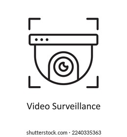 Video surveillance Vector Outline Icon Design illustration. Law Enforcement Symbol on White background EPS 10 File