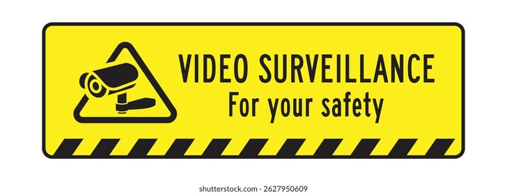 Video Surveillance Warning Sign – Security Camera Area Notification – High Quality Vectorial Stock Graphic