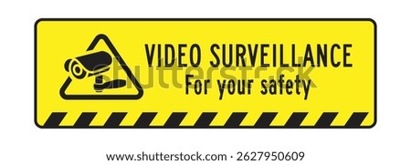 Video Surveillance Warning Sign – Security Camera Area Notification – High Quality Vectorial Stock Graphic