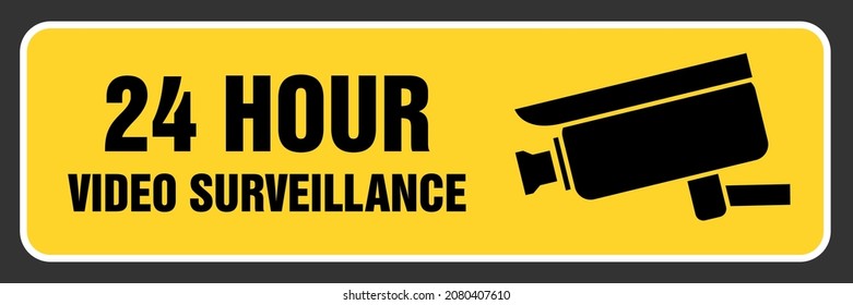 Señal de advertencia de vigilancia por video. Diseño de pegatinas de vectores para la advertencia de CCTV.