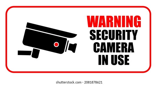 Video surveillance warning sign. Vector sticker design for security camera CCTV warning.