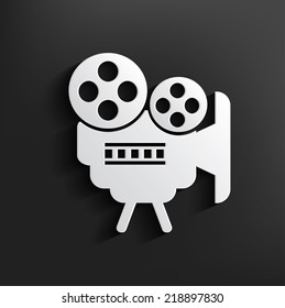 Video symbol on black background,clean vector