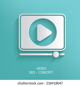 Video symbol on blue background,clean vector