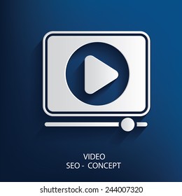 Video symbol on blue background,clean vector