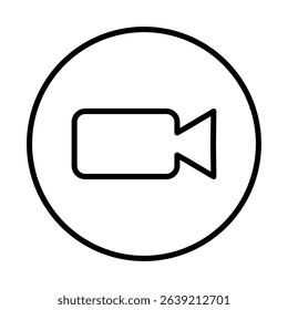 Video symbol with outline inside a circular frame