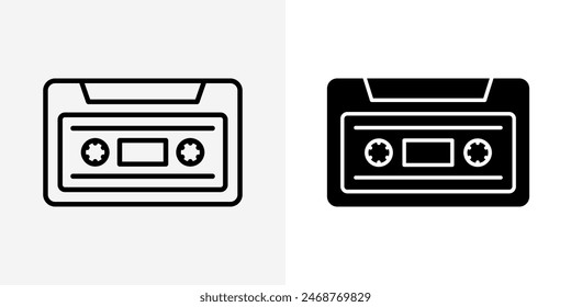 Video icono de cinta. Ilustración vectorial de casete de audio aislada. Símbolo Antiguas retro media.