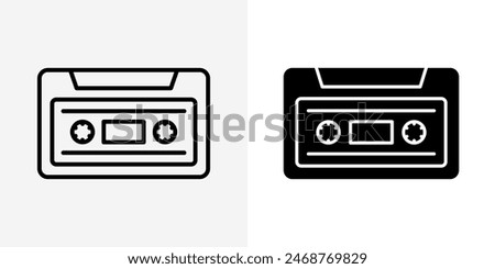 Video tape icon. Audio cassette vector illustration isolated. Vintage retro media symbol.