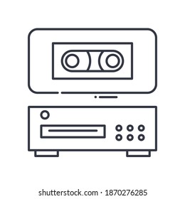 Video Tape Player Icon, Linear Isolated Illustration, Thin Line Vector, Web Design Sign, Outline Concept Symbol With Editable Stroke On White Background.