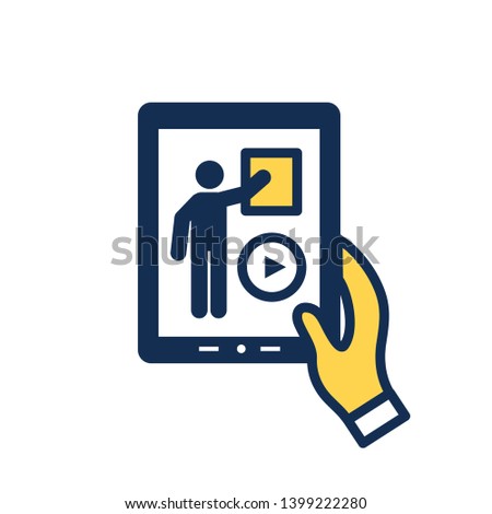 Video teaching and training - informational video icon with video button