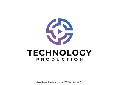 Video technology production play logo design