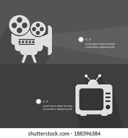 Video and television concept for text,dark version,vector