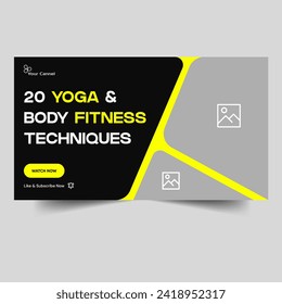 Video thumbnail banner design, fitness and yoga training tips cover banner design, fully editable vector eps 10 file format