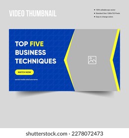 Video thumbnail business tips template design, vector eps 10 file format