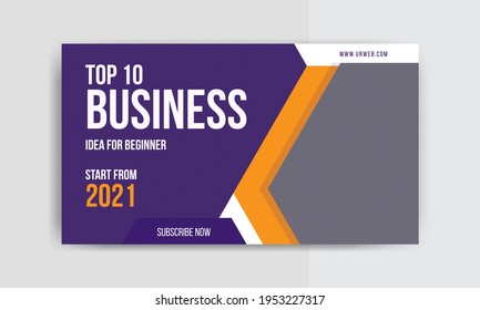 Video thumbnail design  for any video. Editable business ideas thumbnail template for social media