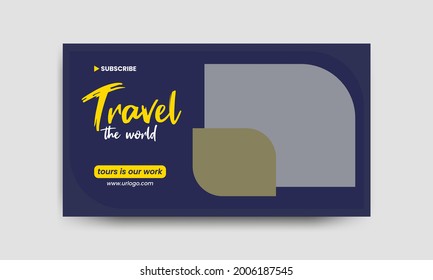 Video thumbnail design for any video. Editable travel tour vlog thumbnails template for social media and web banner