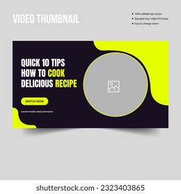 Video thumbnail design for youtube channel, food recipe tips video thumbnail design template, vector eps 10 file format