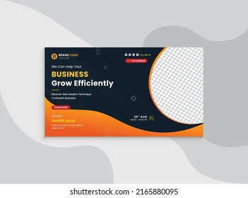 Video thumbnail for digital marketing and live web banner template. Promotion banner design for business workshop. Video cover for the marketing agency. Marketing social media post service pro vector