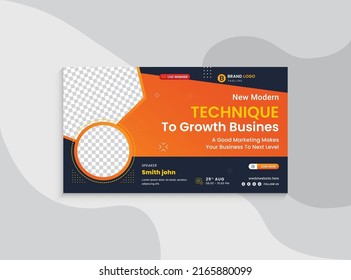Video thumbnail for digital marketing and live web banner template. Promotion banner design for business workshop. Video cover for the marketing agency. Marketing social media post service pro vector