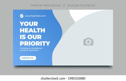 video thumbnail for Medical healthcare and web banner template. promotion banner design for live business workshop. video cover for doctor. Dental clinic social media health service vector layout.