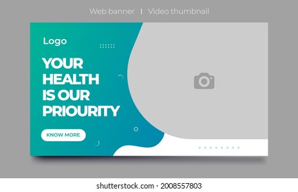 video thumbnail for Medical healthcare and web banner template. promotion banner design for live business workshop. video cover for doctor. Dental clinic social media health service vector layout.
