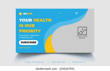 video thumbnail for Medical healthcare and web banner template. promotion banner design for live business workshop. video cover for doctor. Dental clinic social media health service vector layout