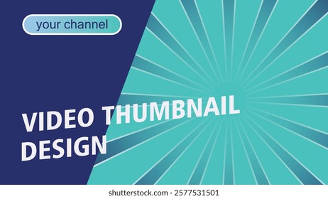 Video Thumbnail template Design. Blue color with sunburst background. shocking news, must see video, attractive layout. Business, High technology and futuristic theme