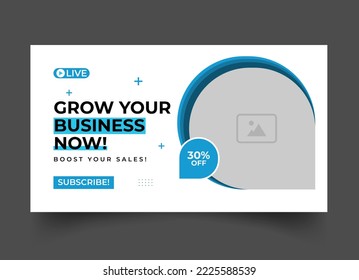 video thumbnail vector design for any videos. Customizable thumbnail for live workshop business and webinar. web banner template. 