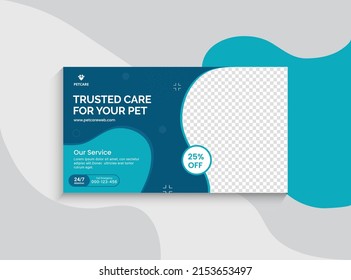 Video thumbnail for Veterinary clinic and web banner template. Promotion banner design for live business workshop. Video cover for the doctor. Pet clinic social media pet service vector layout.