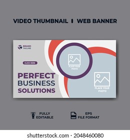 Video thumbnail and web banner template. Video cover photo for social media. business promotion  video cover design 
