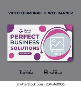 Video thumbnail and web banner template. Video cover photo for social media. business promotion  video cover design 
