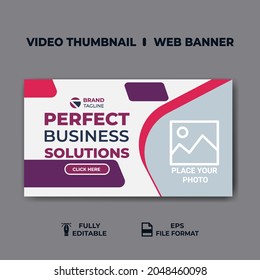 Video thumbnail and web banner template. Video cover photo for social media. business promotion  video cover design 
