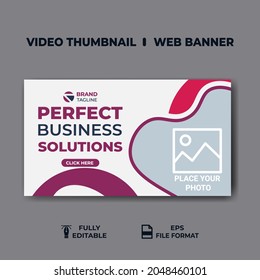 Video thumbnail and web banner template. Video cover photo for social media. business promotion  video cover design 
